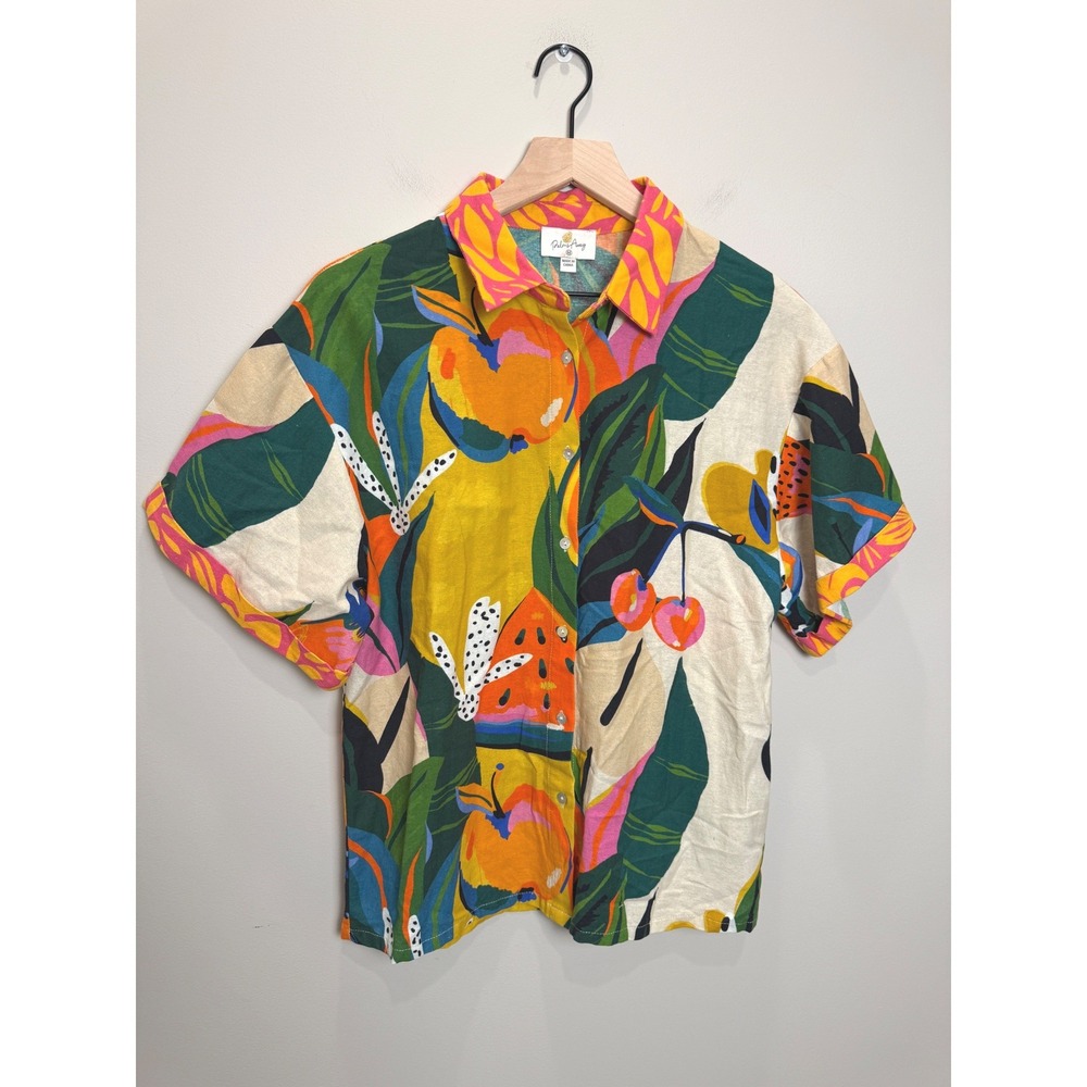 Palms Away Print Button-Down Shirt